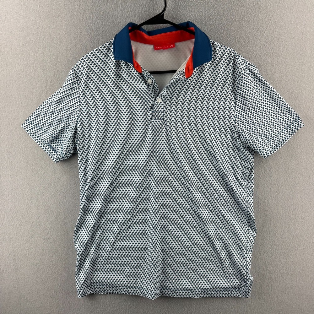 Redvanly Golf Polo Shirt Mens Medium Blue All Over Print Stretch Performance